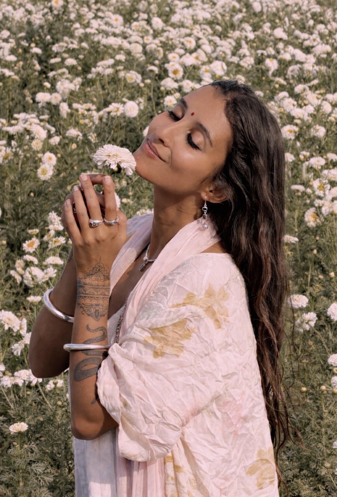 Akasha in a field of flowers